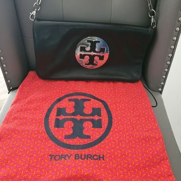 Tory Burch Handbags - Tory Burch Reva Black Shoulder/Clutch Bag